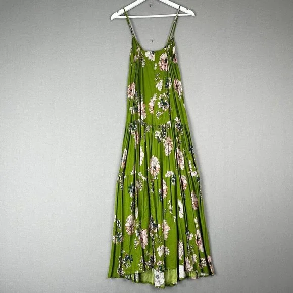 Sun Becomes Her Revolve Womens Dress 6 Green Solstice Trapeze Maxi Floral Tiered - Picture 8 of 11